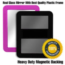 Magnetic Locker Mirror for School Locker, Gym Locker, Office Cabinet, Workshop or Refrigerator, Makeup Mirror, Locker Accessory, Toolbox, Glass 5" x 7" White PTY