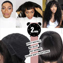 Water Wave Human Hair Wigs with Bangs 150% Density None Lace Front Wigs with Bangs Glueless Machine Made Wigs with Bangs for Black Women Natural Color YISEA Store