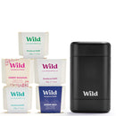 Wild - The Full Monty Aluminum Free Deodorant Starter Kit for Men - Refillable Stick Deodorant with Purple Case & Zero Plastic Vegan Refills in a Variety of Scents 5 x 1.4oz - Long Lasting Protection Infinity Warehouse