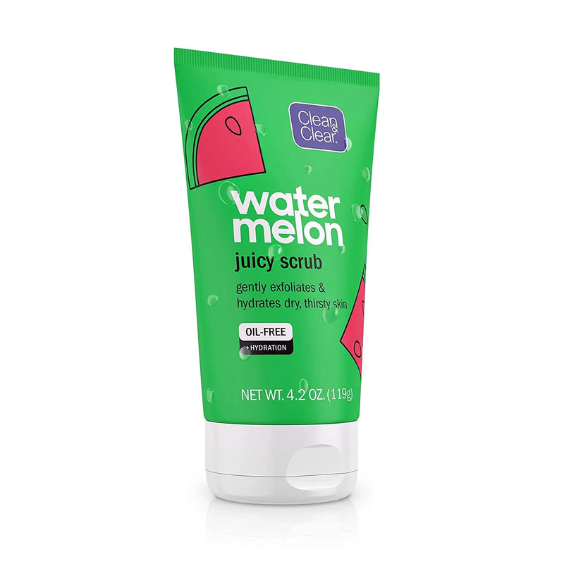 Clean & Clear Hydrating & Exfoliating, Gentle & Oil Free Juicy Watermelon Daily Facial Cleanser Scrub, Buffs Dirt & Oil While Cleansing & Quenching Dry Skin, 4.2 Fl Oz Clean & Clear
