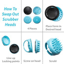 Hair Scalp Massager and Shower Dandruff Brush by Flathead Products - for Shower Dandruff Removal - Wet and Dry Use - Encourages Growth - Includes 2 Massage Removal Heads | Blue (2-Pack) Flathead Products Store
