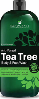 Handcraft Tea Tree Oil Body Wash and Foot Wash – HUGE 16 OZ - Extra Strength Professional Grade – Helps Soothe Athlete Foot, Body Itch, Jock Itch and Eczema - Packaging May Vary Handcraft Blends Store