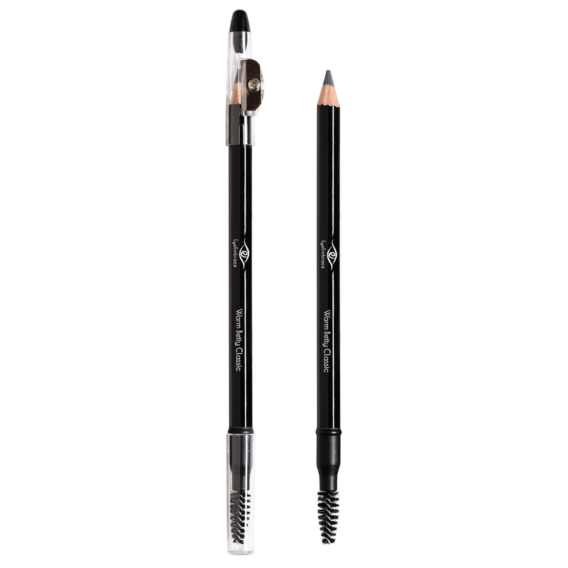Eye Embrace Warm Betty Classic: Light Gray Wooden Eyebrow Pencil – Waterproof, Double-Ended Pencil with Sharpener & Spoolie Brush, Cruelty-Free Eye Embrace
