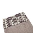 Double Weft 100% Clip in Remy Human Hair Extensions 10''-24'' Full Head Thick Thickened Long Soft Silky Straight 8pcs 18clips for Women Fashion 24" / 24 inch 170g Grey MY-LADY