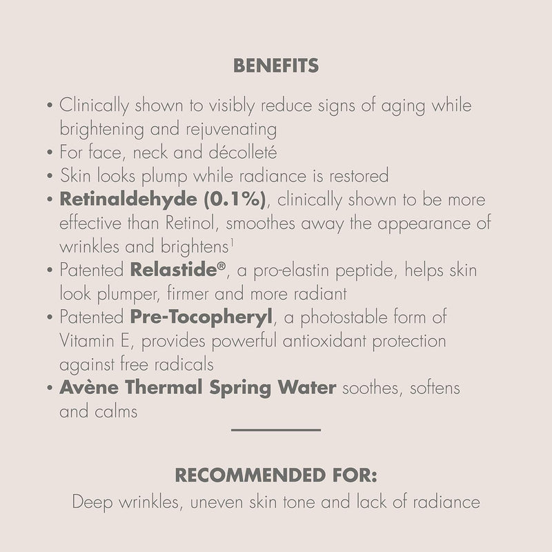 Eau Thermale Avene - RetrinAL 0.1 Intensive Cream - Retinaldehyde - Rejuvenates Skin & Helps Reduce Signs of Aging - Airless Pump - 1.0 fl.oz. Eau Thermale Avène