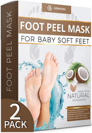 Foot Peel Mask - Coconut - For Cracked Heels, Dead Skin Calluses - Make Your Feet Baby Soft Get Smooth Silky Skin - Removes Rough Heels Dry Skin - Natural Treatment (2 Pack) DERMORA