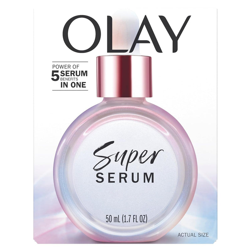 Olay Super Serum - Niacinamide, Vitamin C & E, Collagen Peptide, AHA - 5-in-1 Skin Care Benefits for Face - Healthy Glow, Brightening, Hydrating, Smoothing, Firming, Evens Tone, Anti-Aging, 1.7 Oz Infinity Warehouse