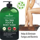 100% Natural Tea Tree Body Wash & Foot Wash - Fights with Corns, Calluses, Dandruff & Warts, Nail Issues, Athletes Foot, Ringworms, Acne treatment, Eczema & Body Odor, Jock Itch - 16 fl oz with dispenser pump First Botany Store