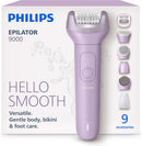 Philips Epilator Series 9000 - Cordless Wet and Dry Electric Epilator, Hair Removal for Legs, Body and Bikini, with ProGuide, 9 Accessories Including Pedicure Head, 60 min. Runtime, Model BRE728/00 Infinity Warehouse