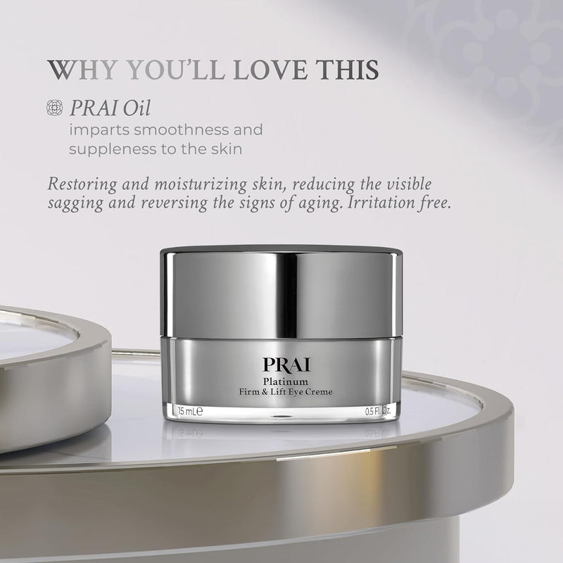 PRAI Beauty Platinum Firm and Lift Eye Creme - Tightening and Firming Eye Cream - Anti-Aging Under Eye Cream - Irritation Free - 0.5 Oz Infinity Warehouse