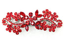 Faship Red Floral Crystal Hair Barrette Clip Faship