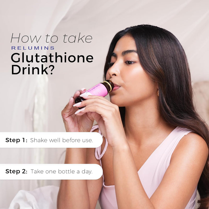 Relumins Glutathione Drink - Helps Promote Brighter and Firm Skin, Boosts Collagen Content, Moisture for a Younger Looking Skintone - Pomegranate Flavor, 50mL x 10 Gluta Shot Bottles Infinity Warehouse