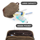 emissary Men's Toiletry Bag Leather and Canvas Travel Toiletry Bag Dopp Kit for Men Shaving Bag for Travel Accessories（Coffee) emissary