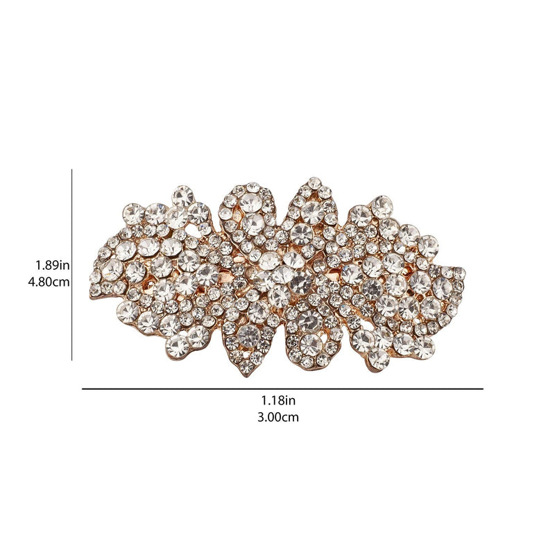 LUX ACCESSORIES Rose Gold Clear Crystal Rhinestones Hair Clip LUX ACCESSORIES