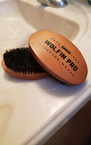 Wolfin Pro- Premium Curved 360 Wave Brush, 100% Natural Schima Superba Wood with Reinforced Pure Black Medium Boar Hair Bristle - Perfect for Wolfing, Creating 360 Layer Hair Waves, Cultivating Beards Wolfin Pro