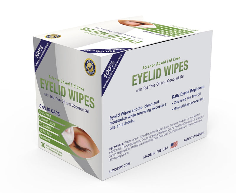 Premium Eyelid Wipes With Tea Tree and Coconut Oil - Cleansing Eye Wipes for People Itchy Eyes - Box Of 30 Natural Eye Wipes Visual Advantage