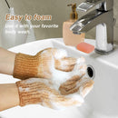 MIG4U Heavy Exfoliating Scrubber Gloves Nylon Thicker and Rougher for Shower, Spa, Massage and Body Scrubs，Dual Texture Bath Glove,Dead Skin Cell Remover with hanging loop (one size, Honey Yellow) MIG4U Store