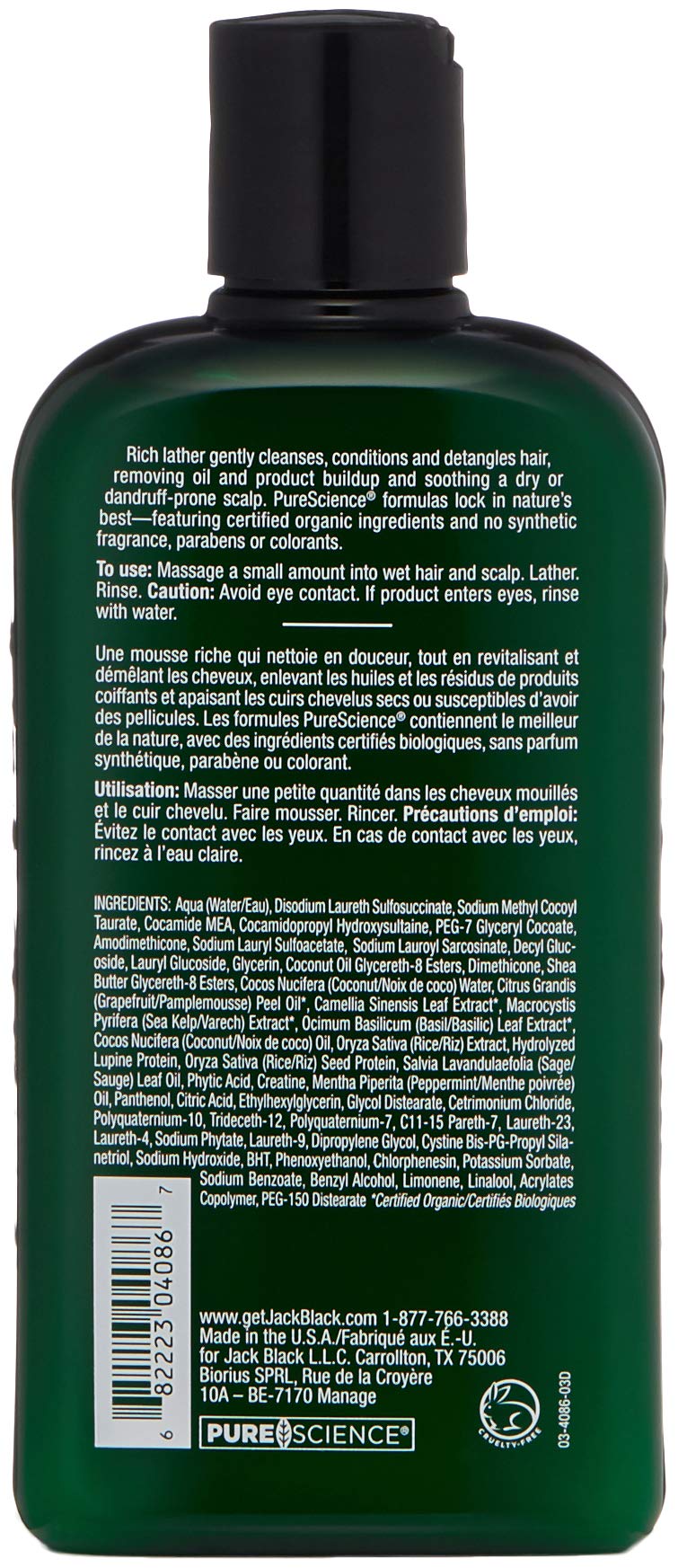 Jack Black - Double-Header Shampoo + Conditioner - PureScience Formula, Coconut Oil and Kelp Extract, Sulfate-Free, Removes Oil and Product Buildup, Lightly Conditions and Soothes, 16 Oz Jack Black