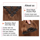 S-noilite Clip in Remy Human Hair Extensions 100% Real Human Hair Thick Double Weft Full Head 8 Pieces 18 Clips Silky Straight(18 Inch - 140g,Light Brown (
