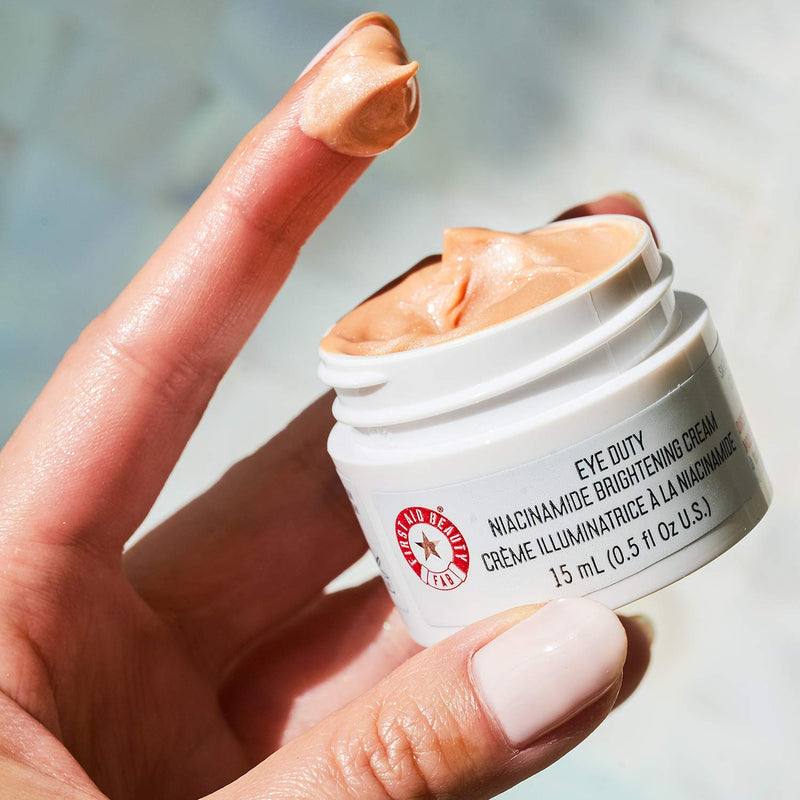 First Aid Beauty Eye Duty Niacinamide Brightening Cream, Illuminating Eye Cream for Dark Circles and Puffiness, 0.5 oz. First Aid Beauty