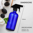 Chef's Star 16 Oz Glass Spray Bottles for Cleaning Solutions, Hair Spray, Plant Spray, Essential Oil or Alcohol Spray Bottle, Pack of 2, Blue Chef's Star Store