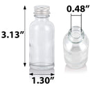 1 oz / 30 ml Clear Glass Boston Round Bottle with Silver Metal Screw On Cap (6 Pack) + Funnel JUVITUS Store