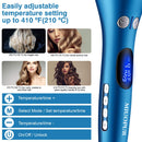 MIUOPUR Automatic Hair Curling Iron with Ceramic Ionic Barrel, Smart Anti-Stuck, Auto Rotating Hair Curling Wand with Temperature Display and Timer, Professional Hair Curler Styling Tool - Blue. MIUOPUR