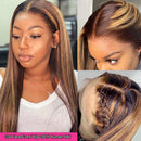 UNice Hair Ombre Blonde Highlight Lace Front Human Hair Wigs for Black Women Brazilian Remy Hair Straight Long 13x4 Lace Front Brown Blonde Mixed Colored Wig Pre Plucked with Baby Hair 14 inch UNICE Store