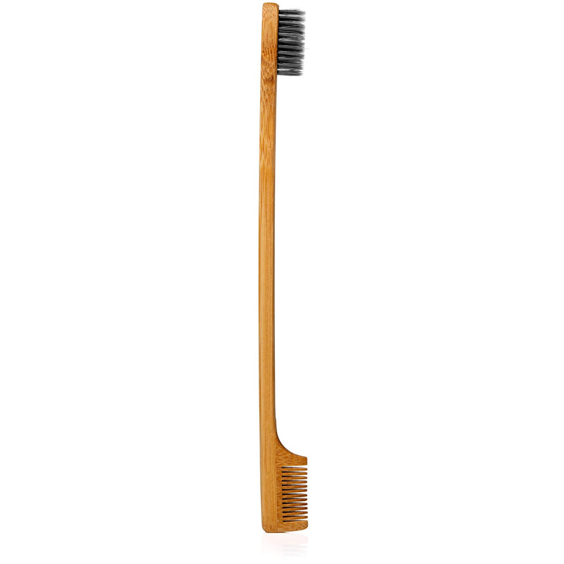 GranNaturals Edges Brush and Comb for Edge Control - Sturdy Bamboo Handle - Styling & Gentle Care Tools - Edge Fixer for Baby Hairs - Compact Curling Accessories for Curly Hair GranNaturals