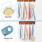2 Pack Back Scrubber for Shower, EAONE Bath Body Brush with Bristles and Loofah, Loofah On a Stick Back Washer Mesh Sponge Long Handle Exfoliating Body Brush for Men and Women (Blue&White) EAONE