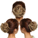Messy Bun Hair Piece Scrunchy Updo Hair Pieces for Women Fluffy Wavy Hair Bun Scrunchies Donut Hairpiece Synthetic Chignons With Elastic Rubber Band Dark Brown to Ash Blonde-Thicker 2 pcs Benehair