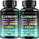 Elderberry Immune Support Supplement 8-in-1 Formula with Echinacea, Vitamin C & Zinc, Vitamin D 5000 IU, Turmeric, Ginger, Ashwagandha – 60 Capsules Infinity Warehouse