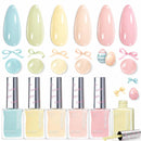 Beetles Jelly Nail Polish Set,6 Colors Pink Nude Jelly Quick Dry Nail Polish Fingernail Fast Drying & Long Lasting Nail Strengthener Polish Gifts for Women Infinity Warehouse