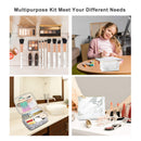 3Pcs Makeup Bags for Women, Travel Makeup Bag, Large Cosmetic Bag, Marble Makeup Bag with 10 Pcs Brushes, Makeup Case Organizer with Adjustable Dividers SIHOHAN
