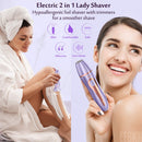 2-in-1 Electric Razor for Women, EESKA Electric Shaver for Women Cordless for Women Face, Legs and Underarm, Portable Bikini Trimmer IPX7 Waterproof Wet and Dry Hair Removal, Type-C USB Recharge… EESKA