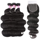 UNice Hair HD Lace Closure 5x5 Invisible Knots Lace Closure with 3 Bundles, Brazilian Body Wave 100% Human Hair with Transparent Lace Closure Natural Color (16 16 16+14inch) UNICE Store