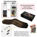 GOO GOO Human Hair Extensions 12 Inch 70g Halo Hair Extensions Balayage Dark Brown to Chestnut Brown Straight Remy Halo Hair Extensions Invisible Hairpiece Halo Hair Extensions GOO GOO