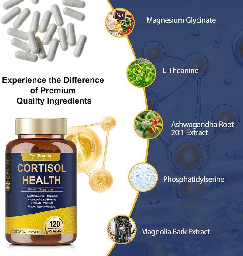 Cortisol Supplement with Ashwagandha,Magnesium,Rhodiola Rosea,L Theanine,Hormone Balance for Women 120 Vegan Capsules (Pack of 1) Infinity Warehouse
