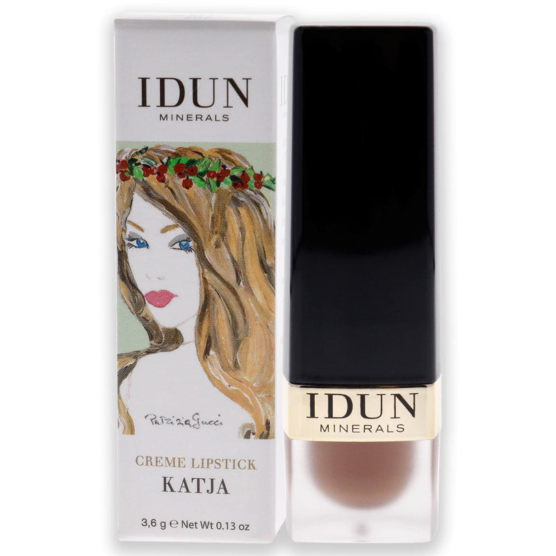 IDUN Minerals Creme Lipstick Katja - Glossy Light Coverage, Luminescent Natural Result - Moisturizing w/Creamy Texture - Vegan, Vitamin E, Shea Butter, Safe for Sensitive Skin - Brown, 0.12 oz IDUN Minerals