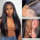 Straight Lace Front Wigs Human Hair Brazilian Virgin Human Hair Wigs for Black Women 4x4 Lace Closure Wigs 180% Density Straight Lace Wigs Pre Plucked with Baby Hair Knots Bleached 24 Inch Domiso