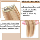Invisible Clip in Mini Hair Extensions Human Hair Seamless Hairpin Hair Pad Short Straight Hairpieces One Piece Wiglet Hair Filler for Adding Hair Volume 6 Inch Golden Brown mix Bleach Blonde MY-LADY