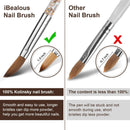 Acrylic Nail Brush for Acrylic Powder, iBealous 100% Kolinsky Sable Nail Art Professional Drawing Application With Liquid Glitter Handle (Size 14) iBealous