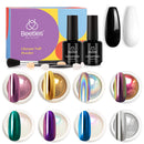 Beetles Chrome Nail Powder Kit Black White Colors Gel Polish Mirror Effect Holographic Aurora Iridescent Pearlescent Manicure Art Decoration Glitter, Holo Nail Powder 8 Colors 1g or 0.5g/Jar beetles Gel Polish