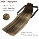 Clip In Human Hair Extensions Double Weft Brazilian Hair 120g 7pcs Chocolate Brown to Dark Blonde Highlight Chocolate Brown Full Head Silky Straight 100% Human Hair Clip In Extensions 22 Inch HUAYI Store
