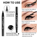 4 Styles/Set Pen Eyeliner Stamp Wing Liner, Waterproof, Double Sided & Long Lasting Eye Pencil , (Heart/Moon/Star /Flowers )Shape Stamp Pen, Super Slim Gel Felt Tip High Black Pigment (4PCS) Topcent