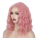 Stamped Glorious Pink Wavy Bob Wig for Women Synthetic Middle Part Short Hair Wigs 14 Inch Natural Looking Wig for Daily Party Use (Sakura Pink) Stamped Glorious Store
