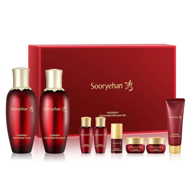 Sooryehan Hyobidam Fermented Skincare Gift Set (13.53fl oz) - Premium Korean Skin Care for Intense Hydration, Elasticity. Wild Ginseng. Infinity Warehouse