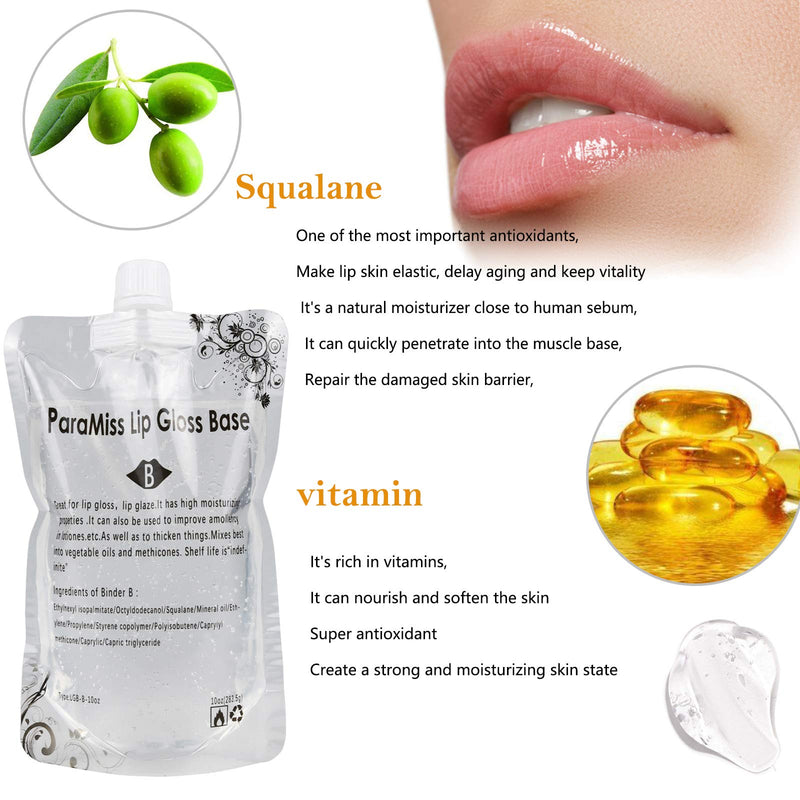 Lip Gloss Base 10 Ounce (350 ML) PARAMISS Moisturize Lip Gloss Base for Making Your Own Lip Glaze , Diy Lip Plumper Making Organic Diy lip Glow Diy clear lip gloss (B) PARAMISS