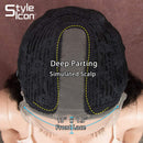 Style Icon 41" Long Wavy Synthetic Wigs Simulated Scalp Lace Front Wigs with Baby Hair Half Hand Tied 130% Density Wigs (1.5"4" Simulated Scalp, 1B) Style Icon Store
