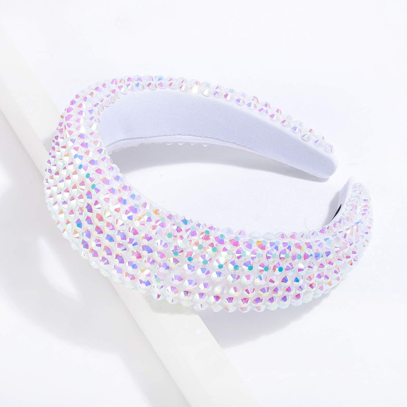 SP SOPHIA COLLECTION Women's Sparkling Crystal Padded Rhinestone Wide Bejeweled Hair Headband Party Hairband Hair Accessories in Iridescent SP Sophia Collection
